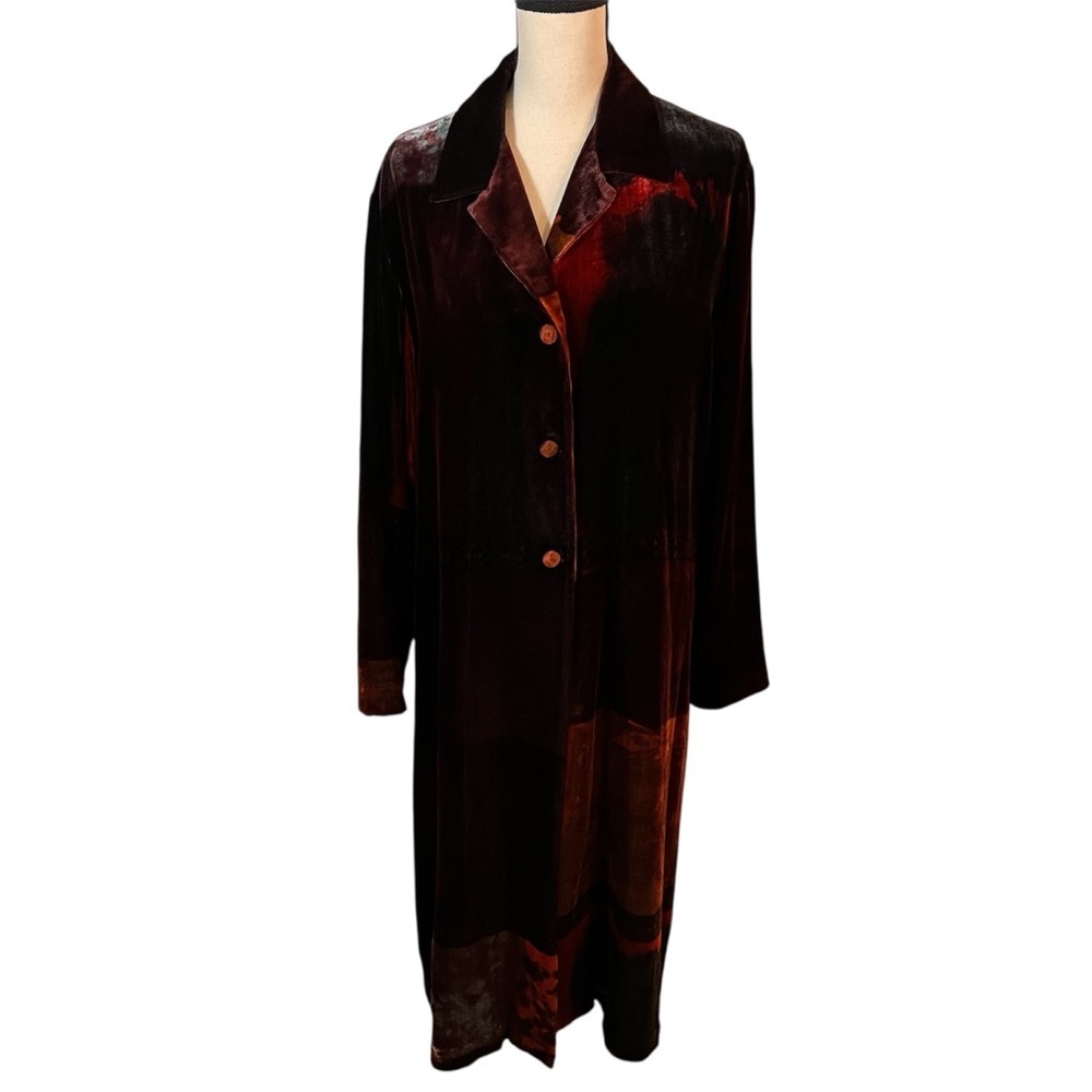 Vintage Harari Maroon Burnout Velvet Duster/Coat Sz-L